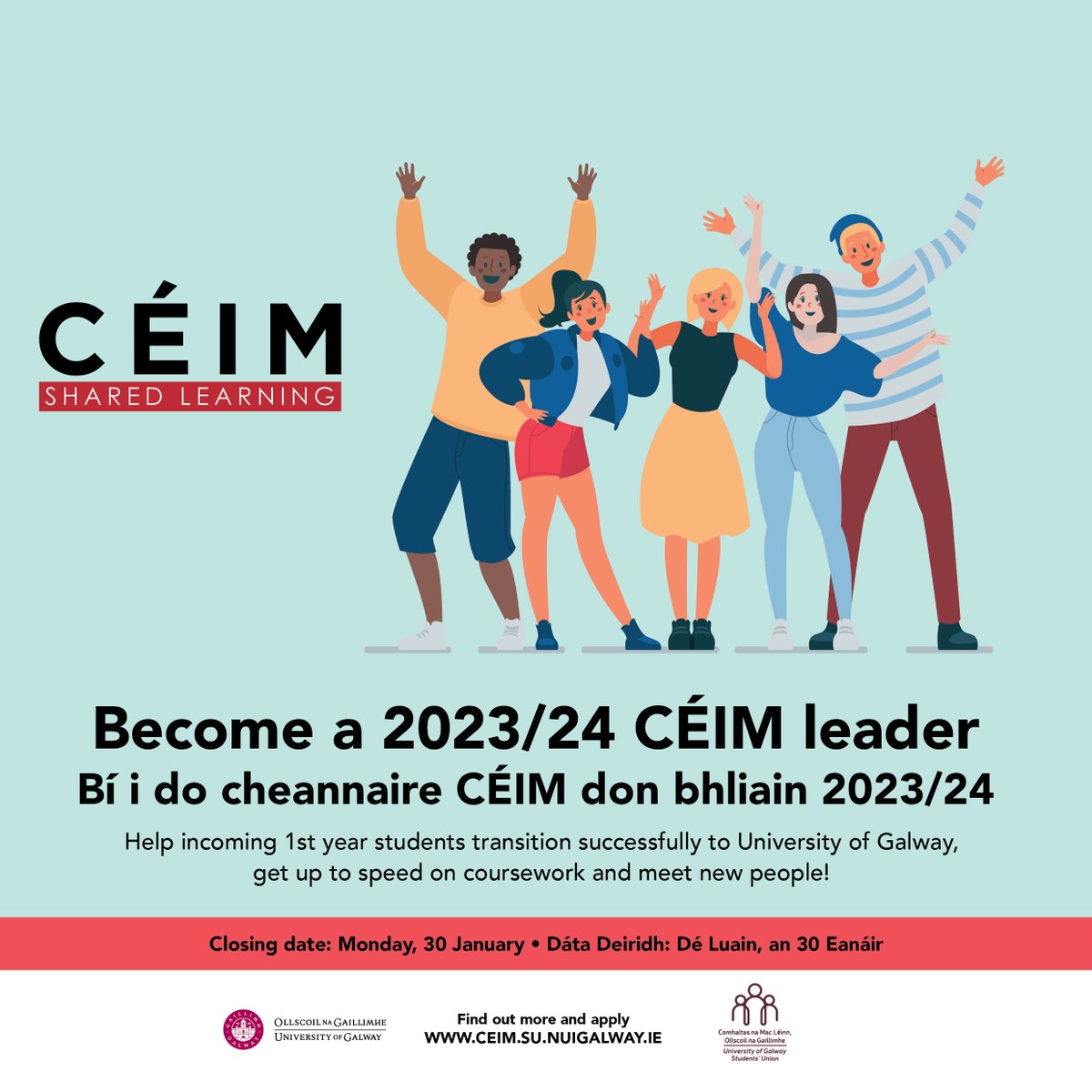 Would you like to develop and practice valuable transferable skills? Become a Geography @CEIMnuigsu student leader &earn your CÉIM Leadership Award in AY23/24 - applications welcome from 1st & 2nd yr students by Monday Jan 30th. Learn More Here: ceim.su.nuigalway.ie/about/become-a…