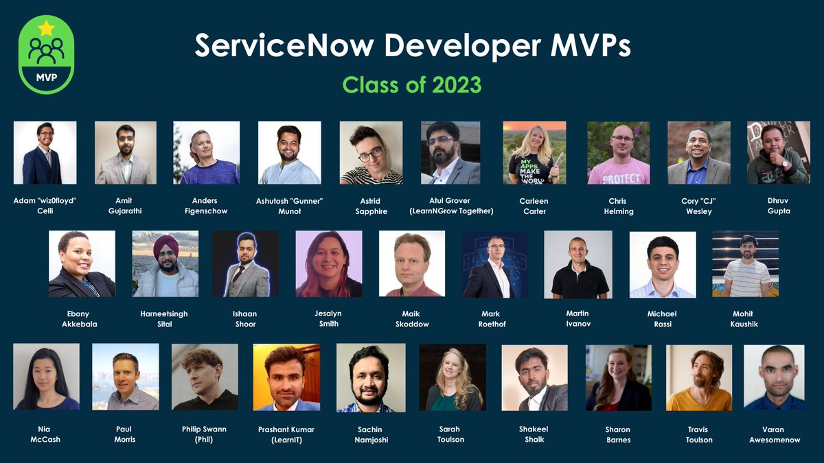 devlink.sn/2023mvps
youtu.be/ysTUnr95KX8

Introducing our 2023 ServiceNow Developer MVPs! Congratulations! #ServiceNow #ServiceNowDev