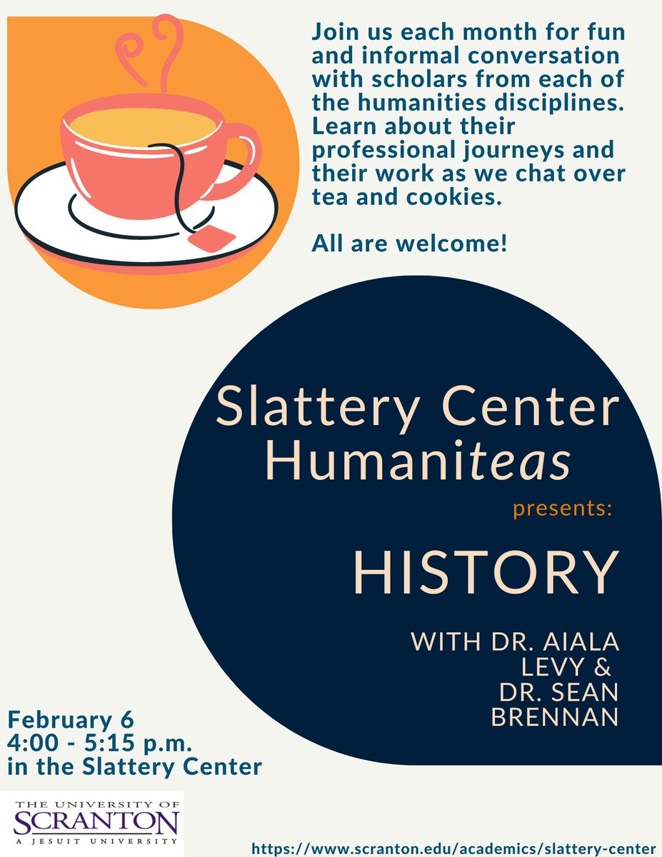 Join us for tea and chat about the humanities—this month we’re talking History with Dr. Levy and Dr. Brennan. Learn about their professional journeys and their work during our new series: HumaniTEAS #universityofscranton