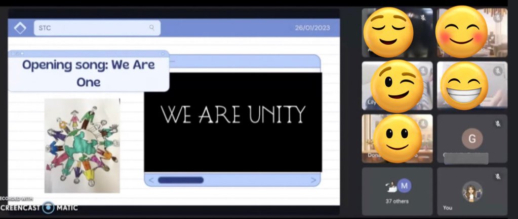 StTeresaC_YCDSB's tweet photo. A beautiful liturgy prepared by our Gr. 7 and 1/2 classes today on the theme of ‘unity’. The Gr. 7s were great leaders &amp; the Gr. 1/2 class added original art works to our prayers &amp; reflections! Thank you Ms. Zito &amp; Ms. D’Addese! @ycdsb 💙🤍 🙏 @DomenicScuglia @laurasawicky https://t.co/VU5Gx62Lmo