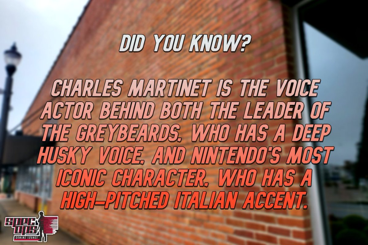 SpecOpsGLounge's tweet photo. Did you know?
Charles Martinet is the voice actor behind both the leader of the Greybeards, who has a deep husky voice, and Nintendo's most iconic character, who has a high-pitched Italian accent. Do you know the games? Comment!
#specopsgaminglounge #Conway #Arkansas https://t.co/g3dsGlIkVi