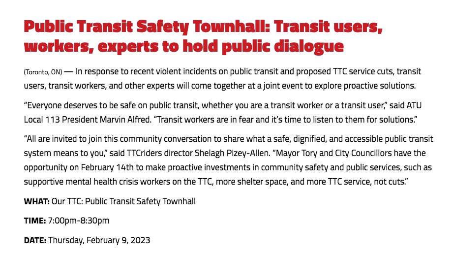 ttcriders's tweet photo. RELEASE: Public Transit Safety Townhall: #TTC users, workers, experts to hold public dialogue

DETAILS: https://t.co/nNbWD1DIUg

Moderated by @AlokMukherjee45. Speakers include @ATUlocal113 @JFAAP @ccsai @WomanACT @lorrainelamchop @DavidMeyers6 @CIL_Toronto, more TBA https://t.co/jq8XU32317