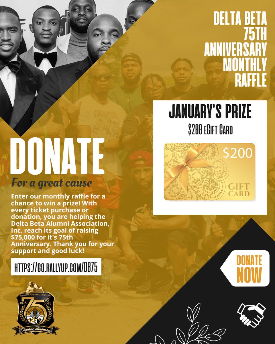 Jmerce_07's tweet image. Want $200? Enter this raffle for a chance to win a $200 eGift Card!

The Delta Beta Chapter of APhiA is raising $75K so each month we’re raffling a prize. Visit the link to get more info and to enter the raffle!

Go.rallyup.com/db75

#DeltaBeta #DB75 #RallyUp #DB75Strong