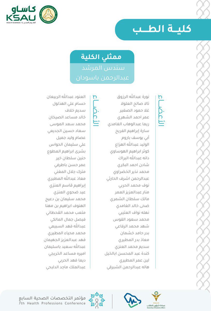 ksau_events's tweet photo. ممثلي الكليات وأعضاء الفرق 

#مؤتمر_التخصصات_الصحية_السابع |  #HPC7 https://t.co/EKqwNSCj1W