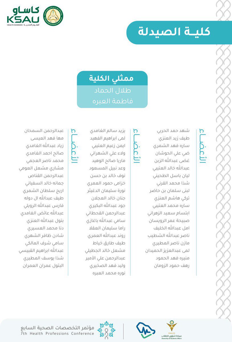 ksau_events's tweet photo. ممثلي الكليات وأعضاء الفرق 

#مؤتمر_التخصصات_الصحية_السابع |  #HPC7 https://t.co/EKqwNSCj1W