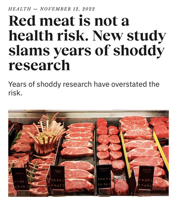 Mangan150's tweet photo. The idea that red meat is a health risk is a scam. https://t.co/ErXx7eqzna