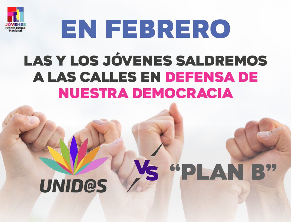 FCNjuvenil's tweet image. Las y los jóvenes tenemos una cita para la defensa de nuestra Democracia, este Domingo 26 de Febrero a las 11am en el Zócalo de la CDMX y los zócalos de la ciudades que se siguen sumando !!
Nuestro Futuro Democrático no sé toca
#MiVotoNoSeToca
#JovenesAlFrente #Unid@s