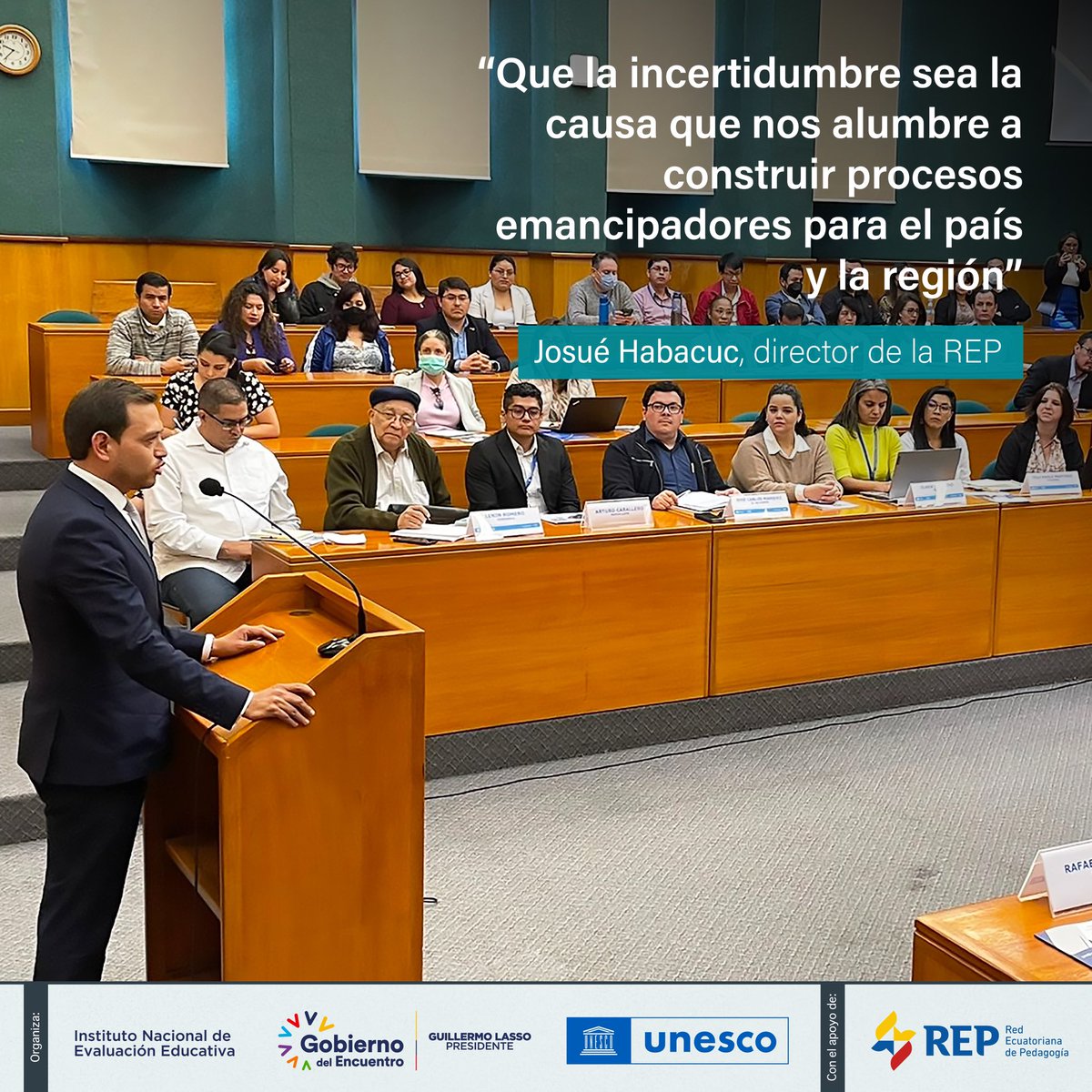 <a href="/josuhabacuc/">Josué Habacuc</a>, director de la REP, durante su intervención destacó sobre la importancia de empezar a plantear una pedagogía del sur en los nuevos contextos educativos.

<a href="/Evaluacion_Ec/">Ineval</a> <a href="/UNESCOSantiago/">UNESCO Santiago</a>