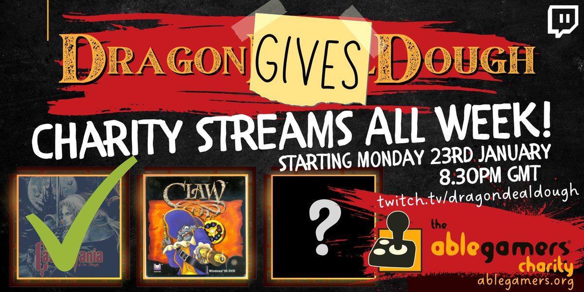 DragonDealDough's tweet photo. We've raised $170 for @AbleGamers so far!!! Tonight the claws are coming out (I'm playing Captain Claw in case you didn't get the bad pun). 8.30PM GMT. I've never played Claw before so this will be interesting. Praying there will be no tech issues this time 🥲 #Spawn2Gether https://t.co/SacMfrwd0d