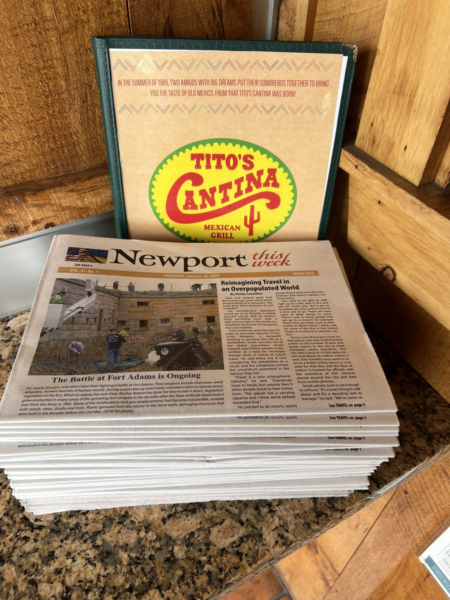 NewportThisWeek's tweet photo. Deliveries of this week’s paper are going on now! Look for us in your favorite local hotspots like Tito's Cantina in Middletown.
#NewEdition
#NewportThisWeek
#Tacos https://t.co/5fXflnzHWF