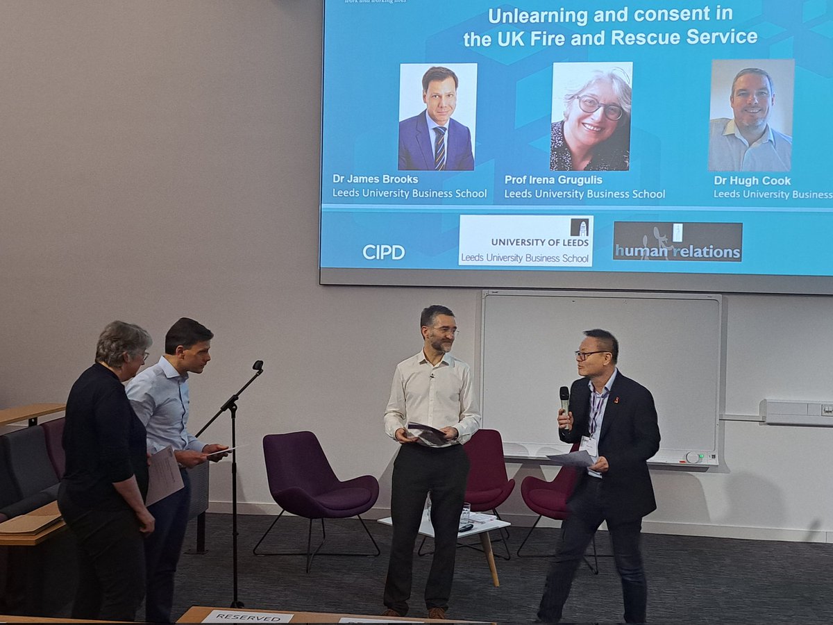 DrKrysWilkinson's tweet photo. Huge congratulations to Dr James Brooks, @irenagrugulis and Dr Hugh Cook 👏
Professor Ian Beardwell Prize
'Unlearning and consent in the UK Fire & Rescue Service'
#cipdARC https://t.co/dBRbEhhbMX