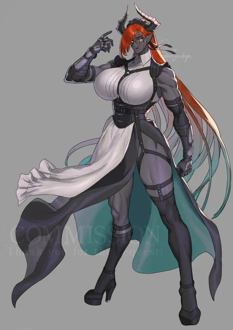 Skeb納品致しました。悪魔の戦闘メイドを描かせていただきました、リクエストありがとうございました!#Skeb #Commission   