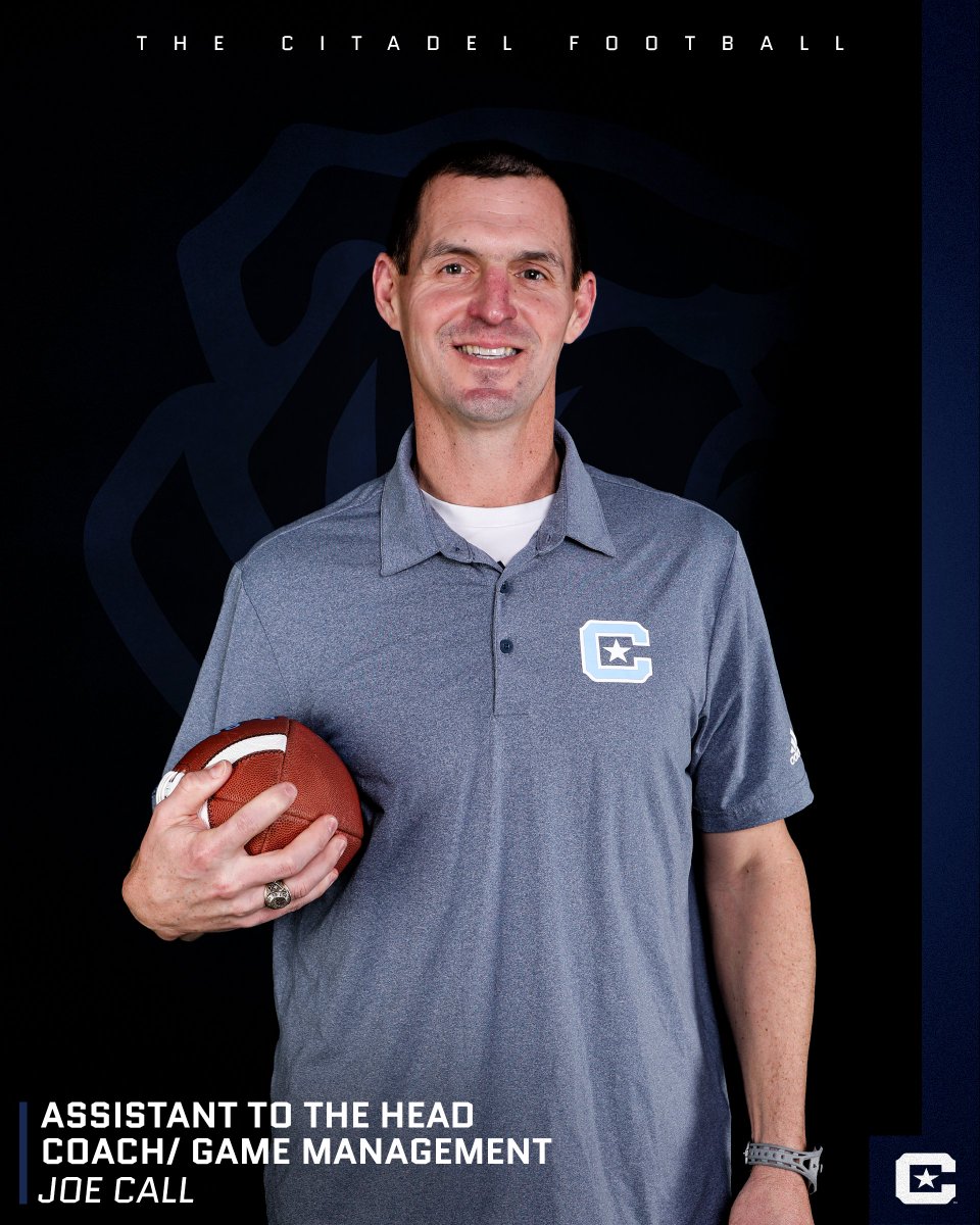 CitadelFootball's tweet photo. 𝓦𝓮𝓵𝓬𝓸𝓶𝓮
Joe Call
Assistant to the Head Coach

📰 https://t.co/9pCBAhJNBJ

#FireThoseCannons x @Joe_Call_21 https://t.co/wiSW3ilxAB