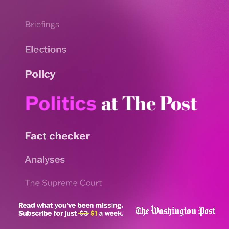 washingtonpost's tweet photo. Discover political coverage you can't find anywhere else—now for just $1 per week.