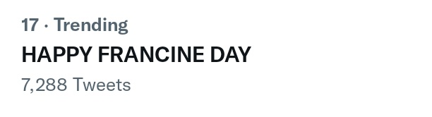 WeFrancine2's tweet photo. Let's keep tweeting guyss! For chin!

HAPPY FRANCINE DAY https://t.co/bVjlJpTBc9