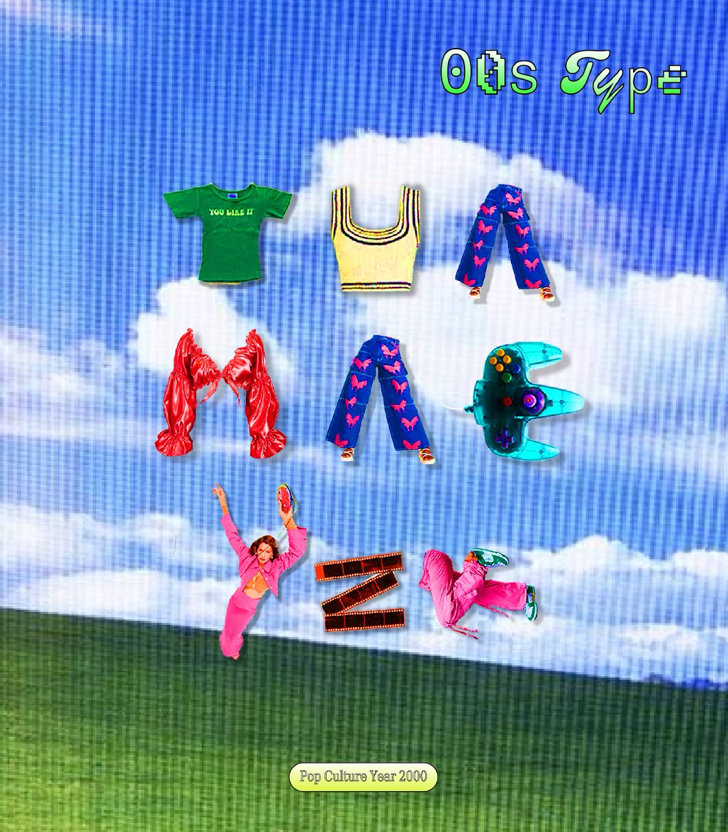 Typography - Image As Type
การกลับมาของยุคตัวแม่ Y2K เราเลยนำ Elements ของ Pop Culture ช่วง 90s - 00s มาทำเป็น typeface ชื่อ 00s Type ครับ #นิลาด39