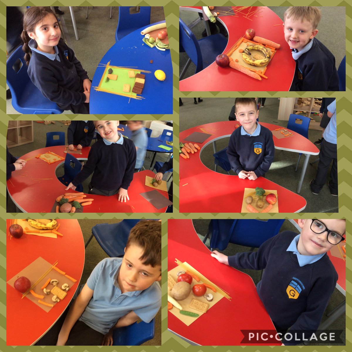 Griff_Y1's tweet photo. These are our fruit and veg creations, inspired by the book ‘So Hungry.’@Griff_Mrstaylor https://t.co/hK4kDLR1wQ