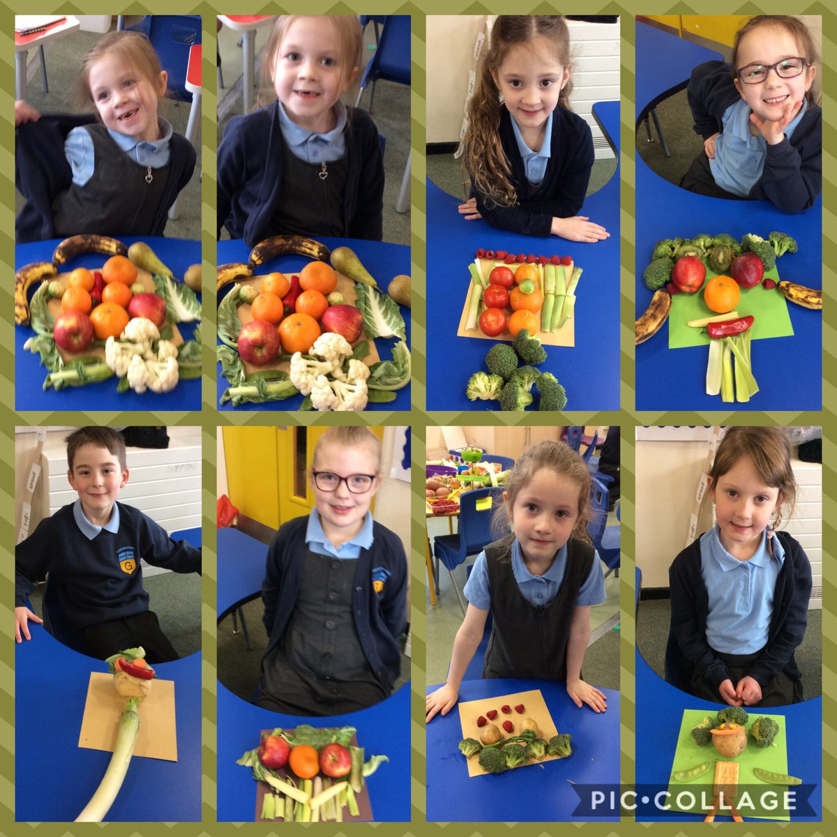 Griff_Y1's tweet photo. These are our fruit and veg creations, inspired by the book ‘So Hungry.’@Griff_Mrstaylor https://t.co/hK4kDLR1wQ