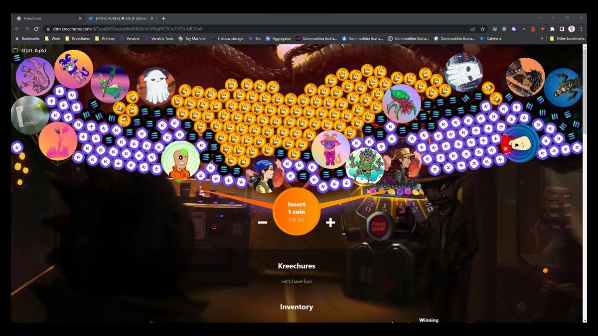 ╞KREECHURES╡ ⬢ 326 ✘ (@kreechures) on Twitter photo Let's improve our Toy Machine 🎇🎉🥳🪩
Win $SOL, $KIN, $BONK, <a href="/kreechures/">╞KREECHURES╡ ⬢ 326 ✘</a>, <a href="/BigHeadBillions/">BigHeadBillionaires 🍔 BHB</a>, <a href="/AnthrosOfficial/">Anthros</a>, <a href="/BossFightersVR/">BOSS FIGHTERS</a>
dtm.kreechures.com/d/CapeD296azLw…
Hope you have an epic day!!
#Solana #NFTs #SolanaCommunity Let's improve our Toy Machine 🎇🎉🥳🪩
Win $SOL, $KIN, $BONK, <a href="/kreechures/">╞KREECHURES╡ ⬢ 326 ✘</a>, <a href="/BigHeadBillions/">BigHeadBillionaires 🍔 BHB</a>, <a href="/AnthrosOfficial/">Anthros</a>, <a href="/BossFightersVR/">BOSS FIGHTERS</a>
dtm.kreechures.com/d/CapeD296azLw…
Hope you have an epic day!!
#Solana #NFTs #SolanaCommunity