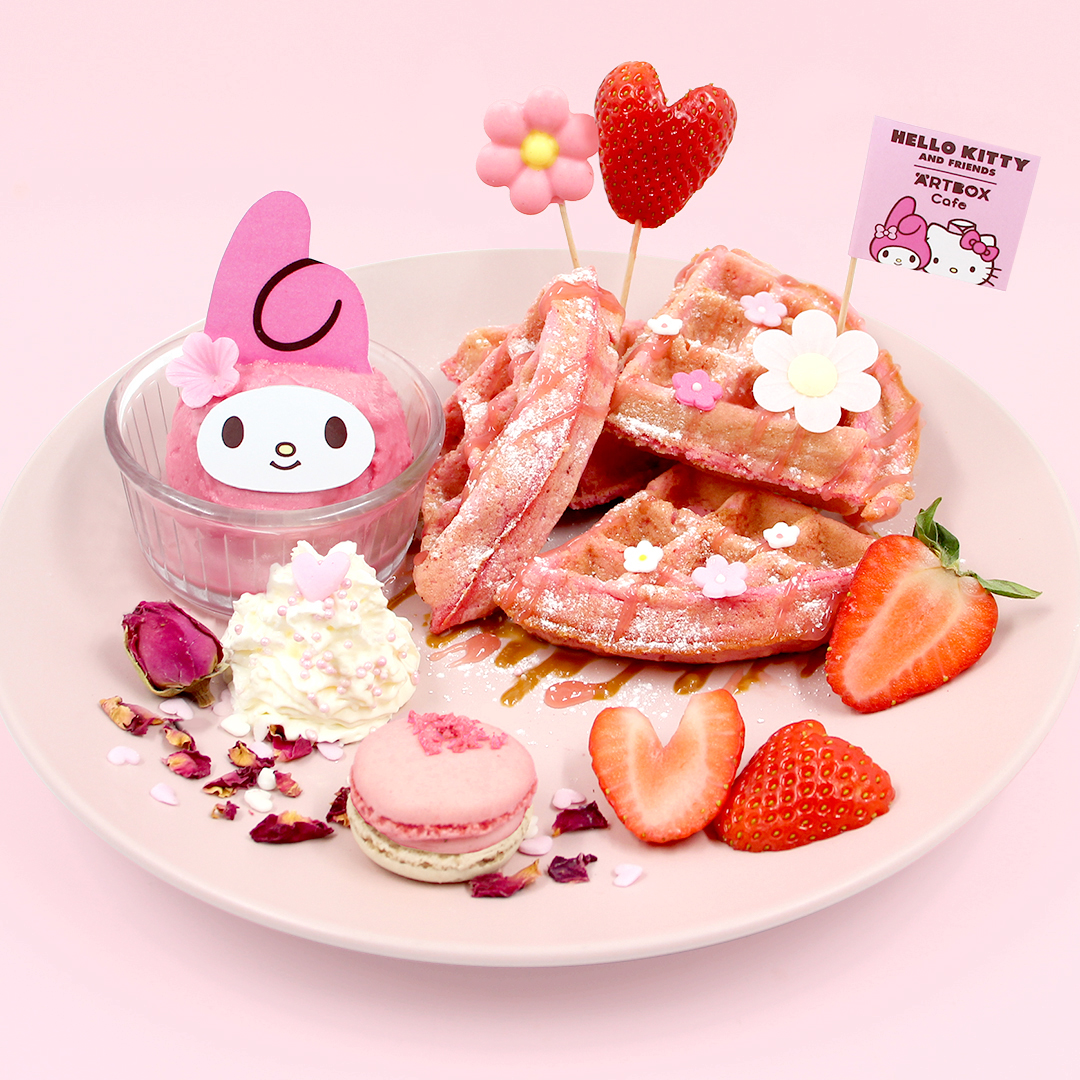 artbox_cafe's tweet image. #MyMelody's scrumptious Flowerberry Waffle is the perfect treat for the #YearoftheRabbit! 🐰

It's adorned with lucky red strawberries and other delights, including Biscoff sauce and a strawberries &amp;amp; cream macaron 🍓🤤 Have you tried it yet?

#ARTBOXCafe #Brighton #veganfood