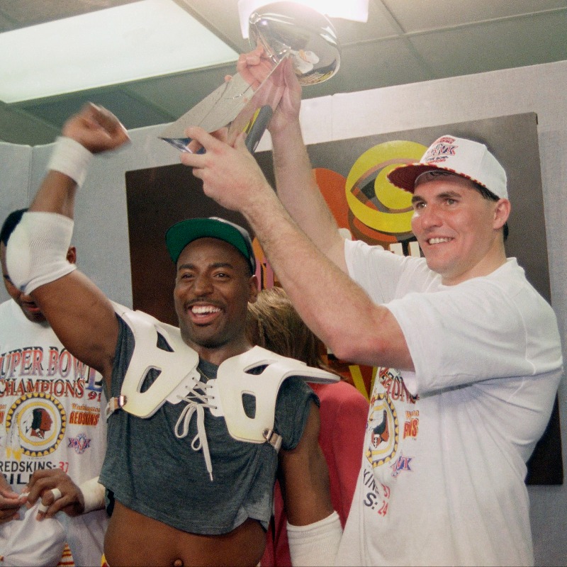 Commanders's tweet photo. OTD: Super Bowl XXVI 🏆 🏆 🏆 https://t.co/JMH7xQOUfq