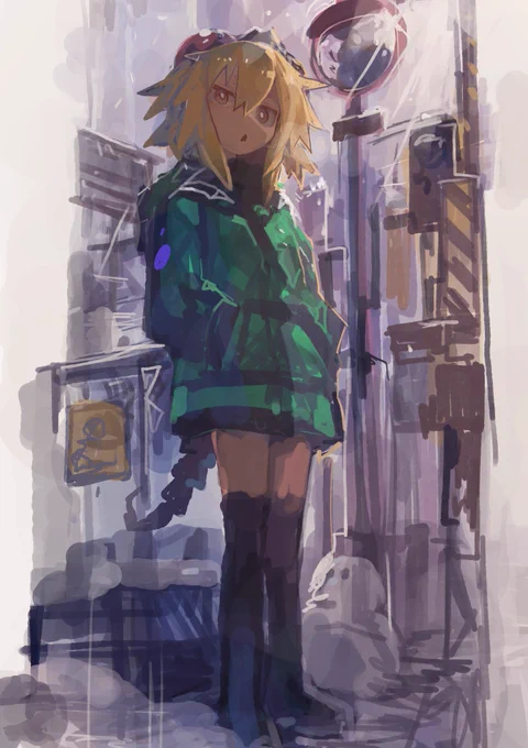 雪と佇むトカゲ 