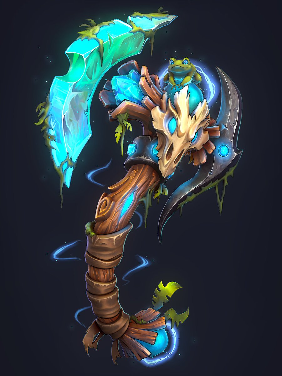 ChasingPolys's tweet photo. Finally wrapped up my 3D prop of "Axe of the Green Knight"! Original concept by Jenny Brozek. 

More renders / turnarounds in the thread below 🪓🐸! https://t.co/36LAd47Ltq
