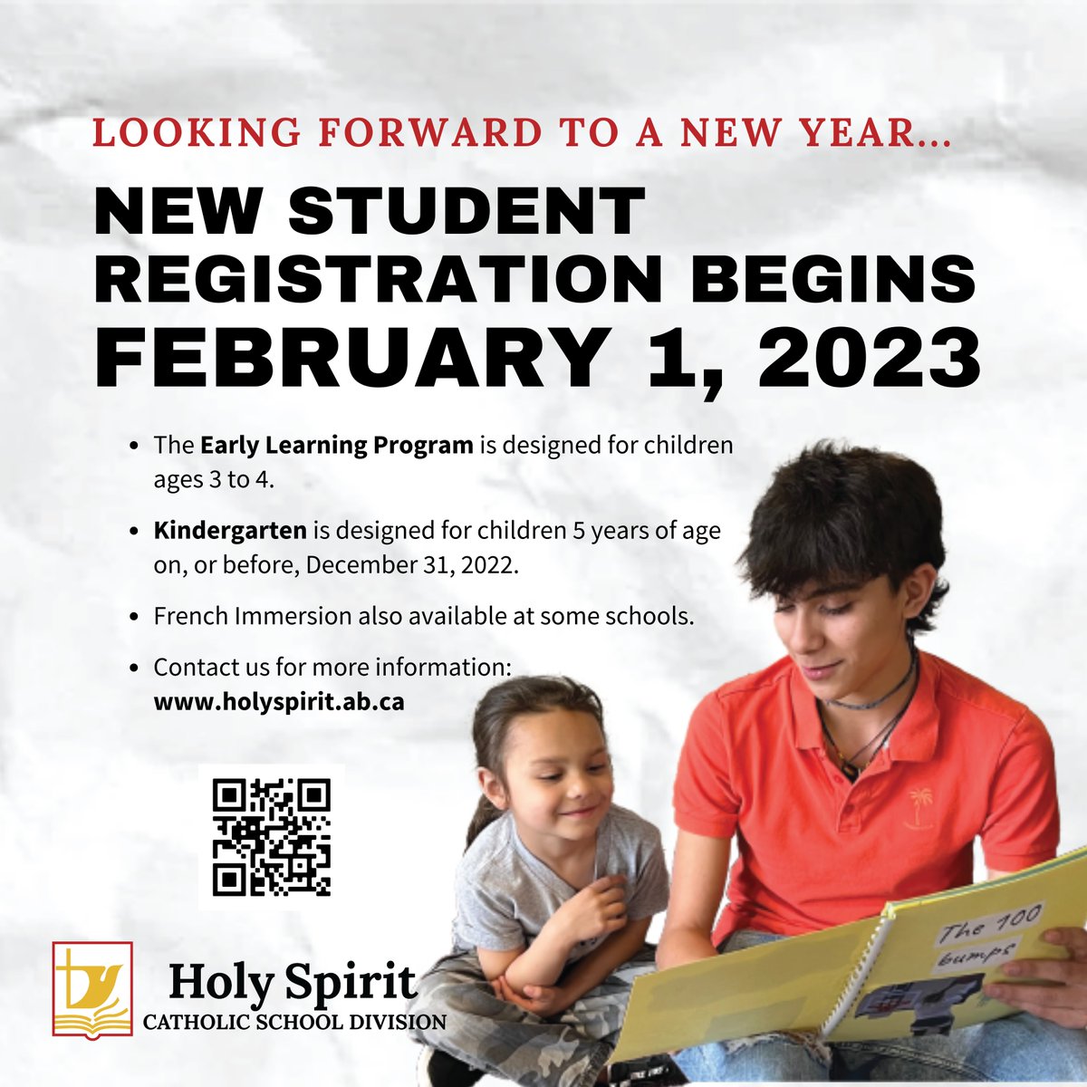 HolySpiritRCSD's tweet photo. NEW STUDENT REGISTRATION BEGINS FEB. 1st! 

All are welcome in our publicly funded Catholic schools. Contact us to see if #CatholicEducation is a good fit for your family! 

For more info about #hs4 Kindergarten, Early Learning, French Immersion, visit https://t.co/ZemuYYHe6c https://t.co/LN6KrfPMQX