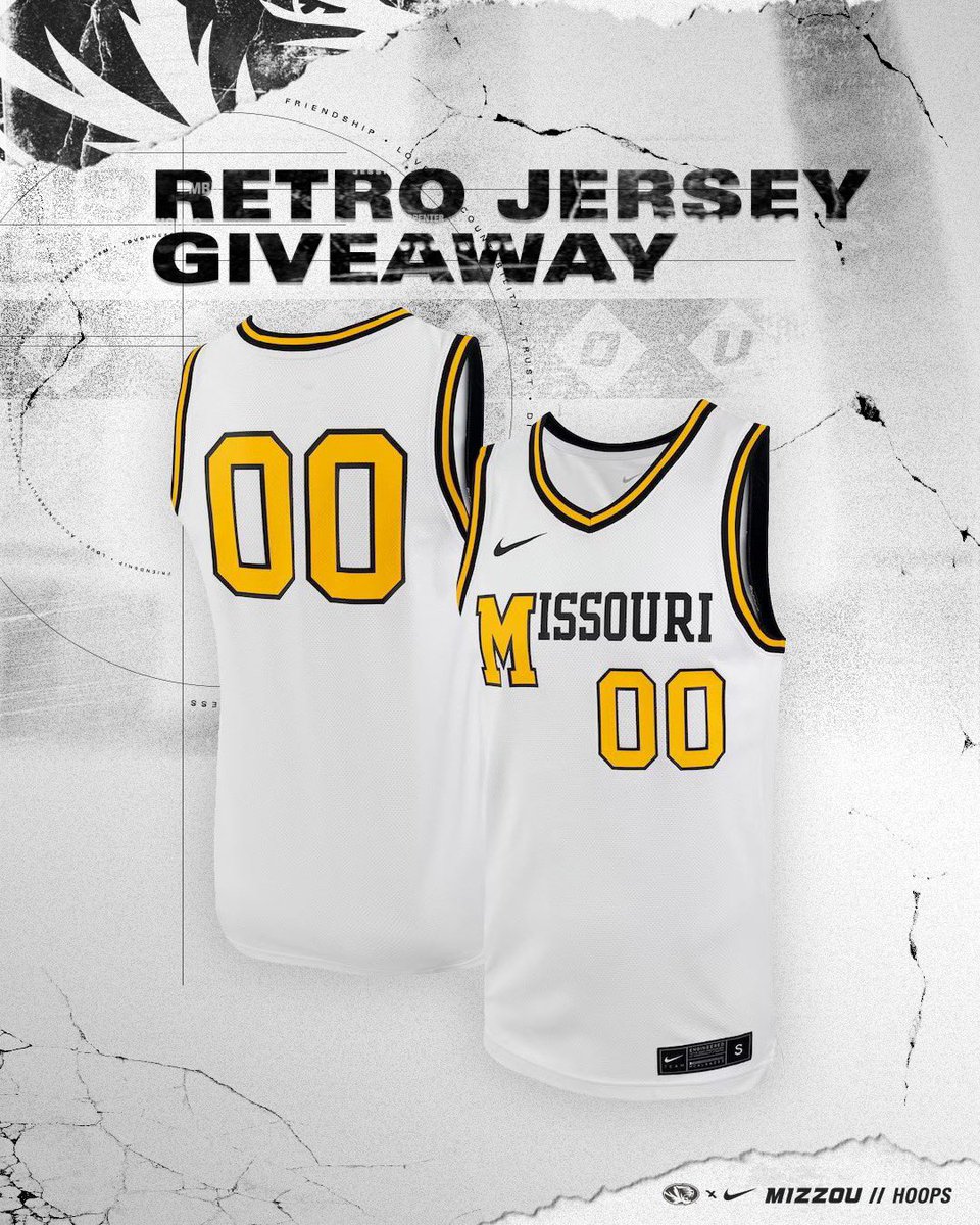 Mizzou Athletics (@mizzouathletics) on Twitter photo Want to win one of Mizzou's throwback jerseys?
▪️ RT this tweet
▪️ Follow <a href="/MizzouAthletics/">Mizzou Athletics</a>
▪️ Follow <a href="/MizzouHoops/">Mizzou Hoops</a>
▪️ Fill out this form --> MUTigers.com/WIN
Deadline is noon CT on Friday, Jan. 27, 2023, for your chance to don the throwback unis! #MIZ 🐯 Want to win one of Mizzou's throwback jerseys?
▪️ RT this tweet
▪️ Follow <a href="/MizzouAthletics/">Mizzou Athletics</a>
▪️ Follow <a href="/MizzouHoops/">Mizzou Hoops</a>
▪️ Fill out this form --> MUTigers.com/WIN
Deadline is noon CT on Friday, Jan. 27, 2023, for your chance to don the throwback unis! #MIZ 🐯