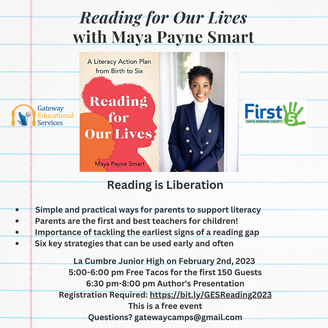 First 5 Santa Barbara County (@first5sbc) on Twitter photo .<a href="/MayaSmart/">Maya Smart</a>, author of Reading for Our Lives, will be at a free #SantaBarbara event on Feb. 2 thanks to <a href="/GatewayEduSvcs/">Gateway Edu Services</a>! We're pleased we could provide a little support for this event and we hope to see you there: register at fb.me/e/9tNTSDBr4 #SantaBarbara .<a href="/MayaSmart/">Maya Smart</a>, author of Reading for Our Lives, will be at a free #SantaBarbara event on Feb. 2 thanks to <a href="/GatewayEduSvcs/">Gateway Edu Services</a>! We're pleased we could provide a little support for this event and we hope to see you there: register at fb.me/e/9tNTSDBr4 #SantaBarbara