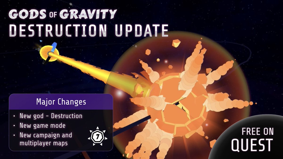 New Destruction Update is LIVE! 

Go download for FREE! 

#VRgames #VR #MetaQuest2 #GodsofGravity

oculus.com/experiences/qu…
