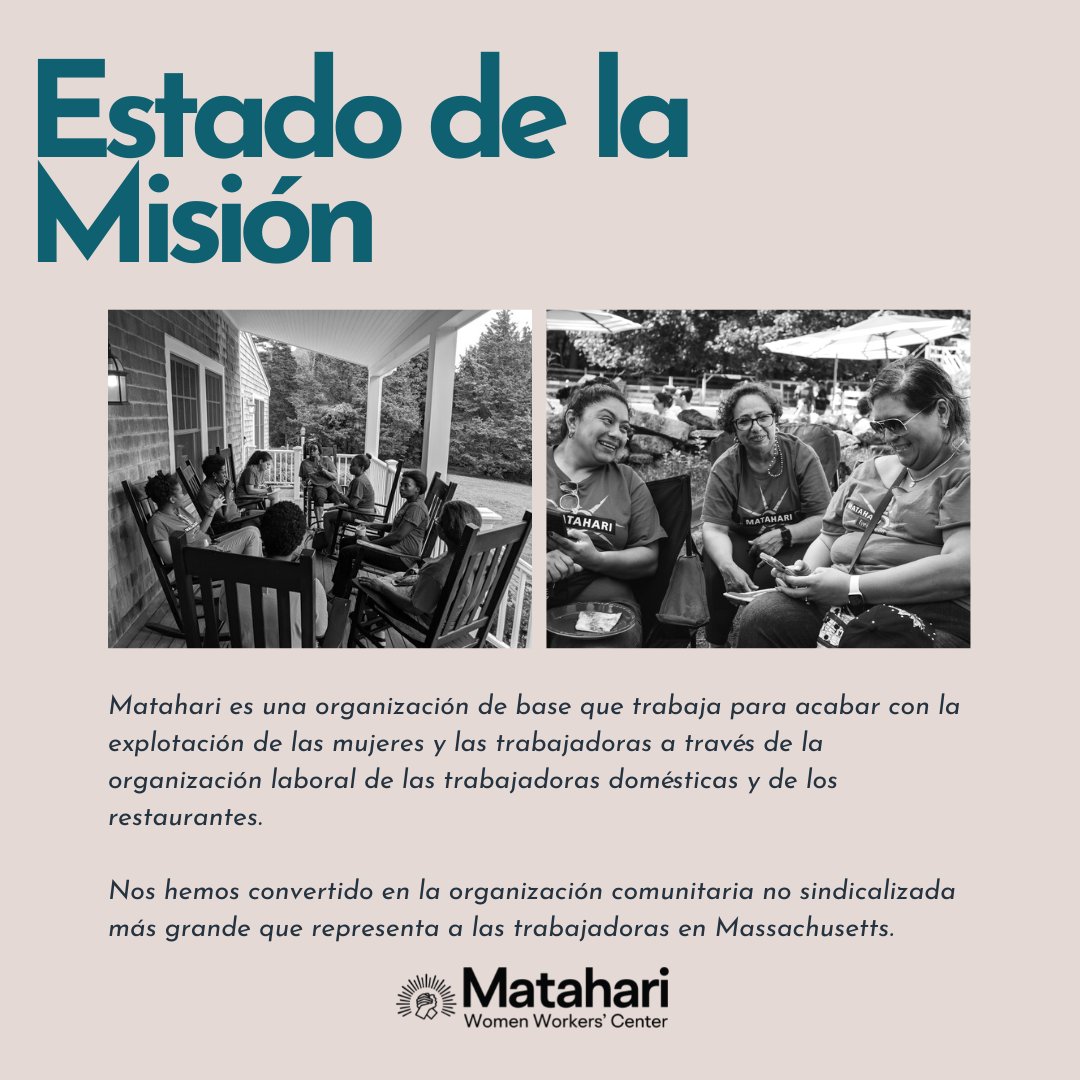 mataharijustice's tweet image. We are committed to building a world without economic violence and exploitation at Matahari. Our community believes in the #transformativepower of survivors and is committed to developing the #leadership of women of color, immigrants, and low-wage workers.