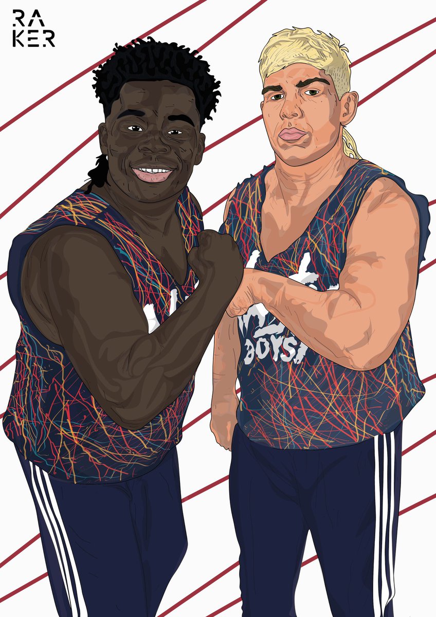 Raker316's tweet photo. THE NASTY BOYS. Arsenal FC duo Saka and Smith-Rowe as the iconic @WWE tag-team. @BukayoSaka87 @emilesmithrowe @Arsenal

#footballxwrestling #arsenal #afc #saka #smithrowe #wwe #wwf #nastyboys #smsports https://t.co/yFcLuFJpR5