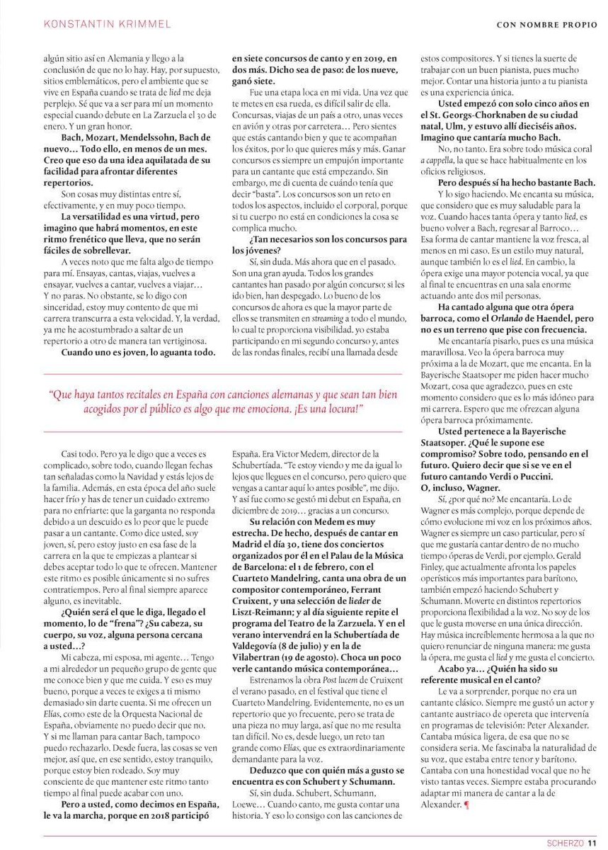 #KonstantinKrimmel, la revelación de una gran voz.
Esperado debut del barítono alemán en el Ciclo Lied del <a href="/TeatroZarzuela/">TeatrodelaZarzuela</a>
Tras conquistar al público madrileño del Liceo de Cámara XXI del #CNDM y de la <a href="/ocnesp/">Orquesta y Coro Nacionales de España</a>, #Krimmel y su pianista #Bushakevitz ofrecen su primer recital el 30/1
