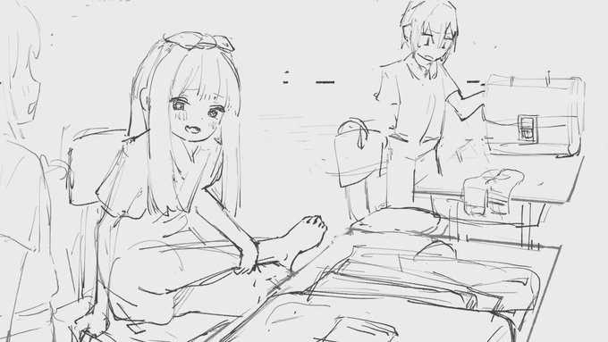 登校したら隣の席の女が勝手にワイ将の机を靴下置きにしていた件について……みたいなシチュで描きたかったけど顔がまじでかけない 