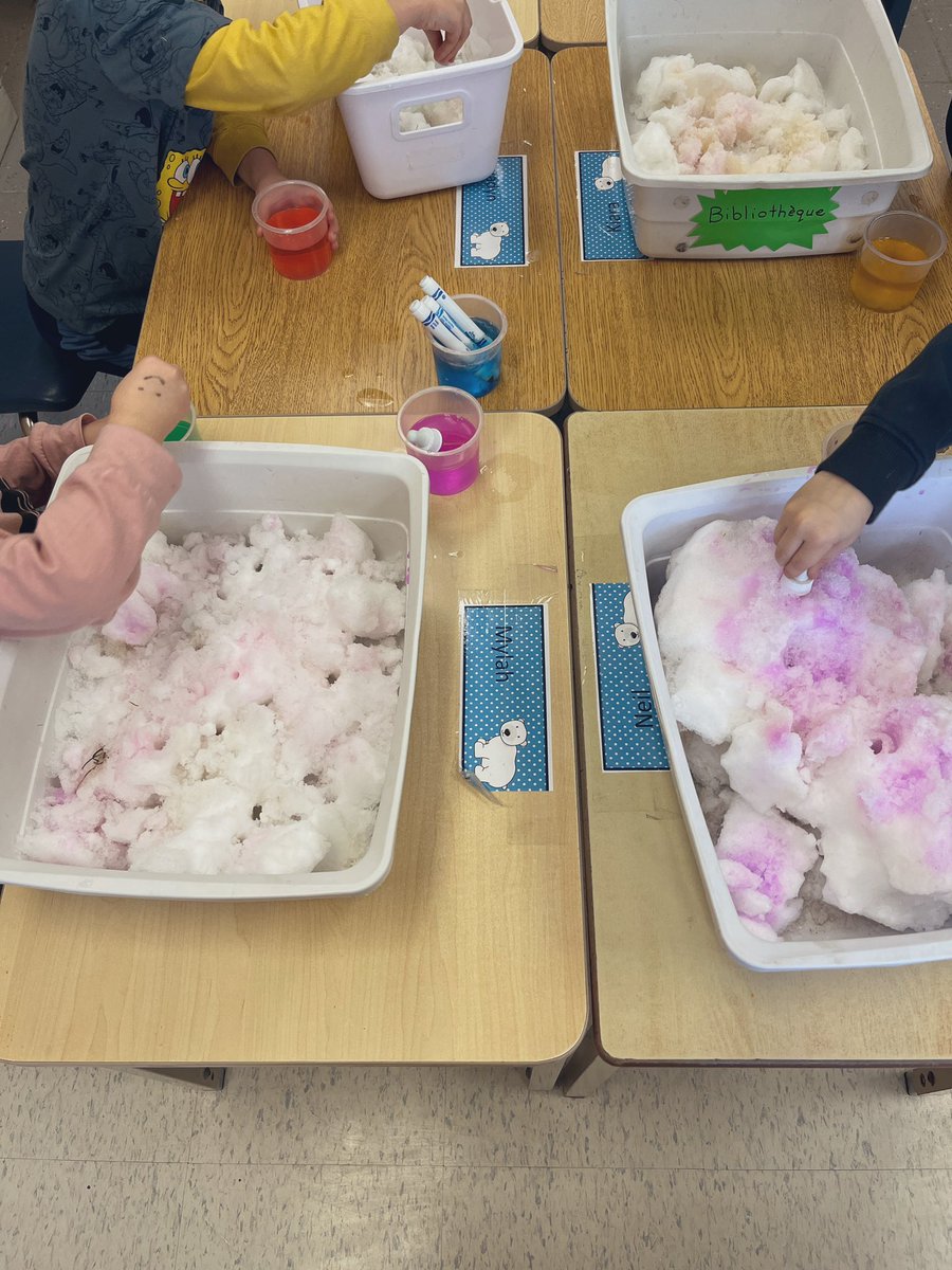 MmeVerberne's tweet photo. I love winter ❄️ reusable makeup droppers, food colouring and snow makes for lots of fun! 🎨🎨🖌️ @trudeaufi https://t.co/Q65HOuiYgT