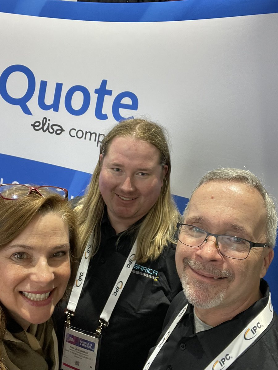 CalcuQuote's tweet photo. We're having some great meetings at @IPC APEX Expo 2023. Look at these happy faces! Stephanie Barone snapped a shot with the Sarica Manufacturing team. Stop by to see us at Booth 1217.
#IPCAPEXEXPO #IPCAPEX2023 #ipcapex #electronics #electronicsmanufacturing #CalcuQuote https://t.co/1l6V9ZRsZW