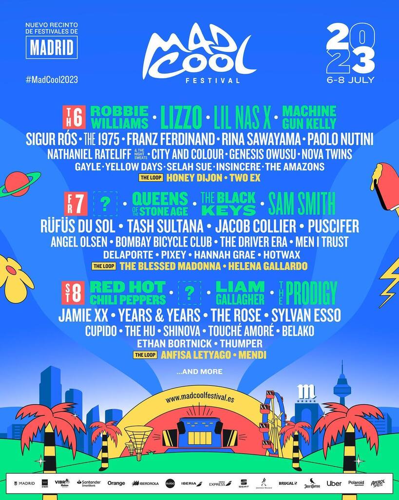 💥Bienvenido a Mad Cool 2023💥
Nos vemos el 6-8 de julio en MADRID con <a href="/chilipeppers/">Red Hot Chili Peppers</a> <a href="/lizzobeeating/">.</a> <a href="/robbiewilliams/">Robbie Williams</a> y muchos más 🤩

La sexta edición de Mad Cool Festival tendrá lugar los próximos 6, 7 y 8 de julio de 2023 en Madrid, con artistas intern… instagr.am/p/Cn4whbILmNv/