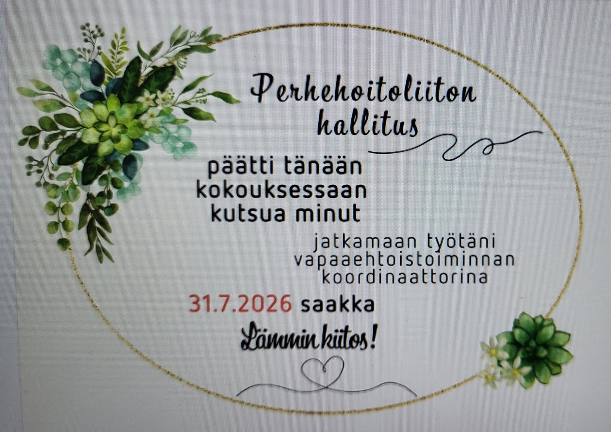 TittaTurunen's tweet photo. Kiitos luottamuksesta. Jatkan mielelläni tässä tehtävässä! #perhehoito #perhehoitoliitto https://t.co/5dfdCLTZds