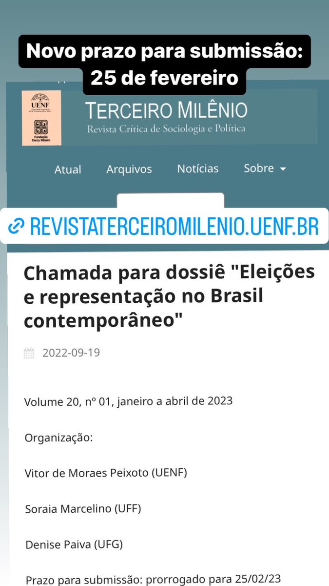 Novo prazo para submissão de artigos: 25/02/2023