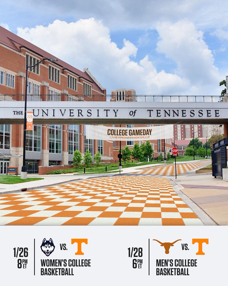 CollegeGameDay's tweet photo. Coming to you live from Knoxville 👀 https://t.co/0BNZHbSt29