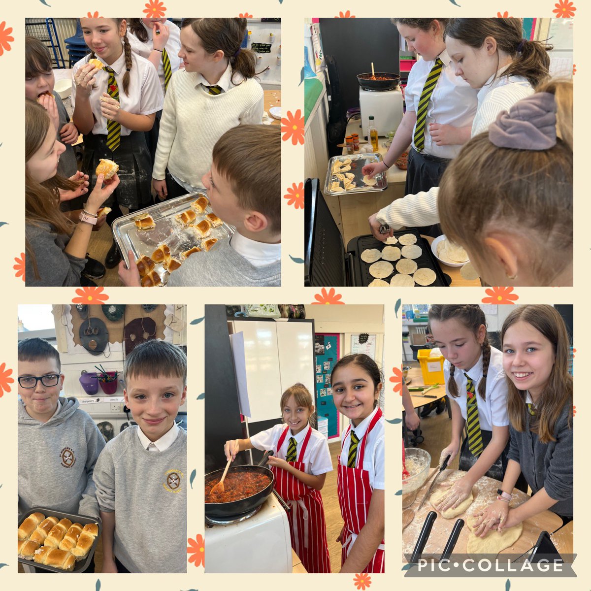 Mrs_RChoat's tweet photo. On today’s menu in P7B;

- Black bean chilli tacos with guacamole &amp; salsa 🌮 
- Mini beef burgers with homemade buns 🍔
- Sushi 🍱 
- Baked ham &amp; cheese brioche 🥐

We have some seriously good chefs in P7 👌 https://t.co/uAeyHNYLGN