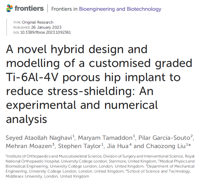 Liu_Lab_UCLIOMS's tweet image. Sharing our @Liu_Lab_UCLIOMS @ucl @RNOHnhs 1st #open_access paper of 2023 on Ti-6Al-4V porous #hip_implant using experimental and numerical analysis, which is extracted from PhD thesis of @AtaNaghavi . Congratulation to all co-authors.