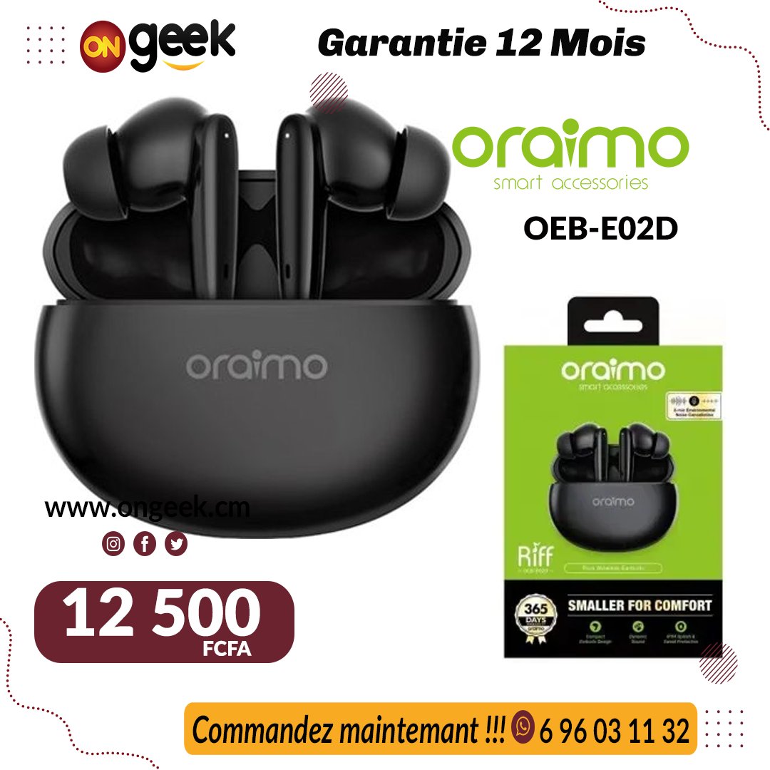 ongeekcm's tweet photo. #OraimoAccessoire
Offrez-vous le meilleur à prix optimal. #Rapport #Qualité #Prix  au rendez-vous
👉🏾👉🏾 https://t.co/Slg84KR14o
📲 Whatsapp : https://t.co/20EvKzQRnS
📦 Livraison partout au Cameroun
🚚💨 Livraison super rapide
➡ https://t.co/3AweNhPji5
📞 696031132 https://t.co/k50VDaqp8P
