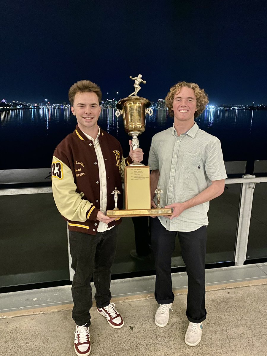 PointLomaFB's tweet photo. Point Loma’s Bennie Edens Award. Most inspirational player. Someone who gives all of themselves to their team without the need for recognition. @noah_turbeville & Cam Lucas our co-recipients of this award. Congratulations you two, you’re now etched in Pointer history. https://t.co/JcpHcfZUmZ