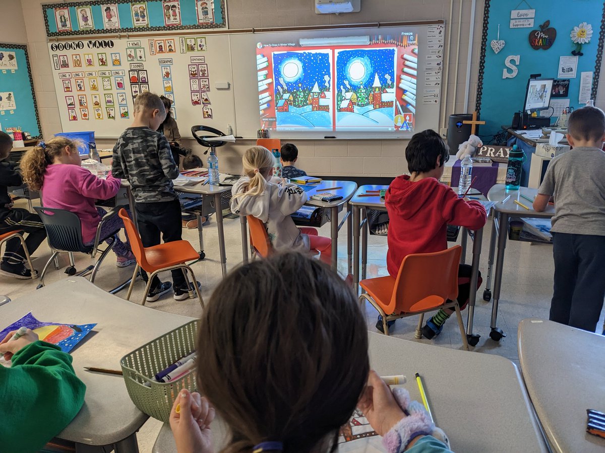 A little winter art with our friends. Learning new terms like foreground and middle ground. <a href="/SEBStars1/">SEB Stars</a>
<a href="/MsBortolussi/">Ms. Bortolussi</a>