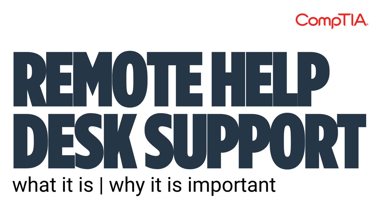 CompTIA's tweet image. 💻 Remote #helpdesk technicians keep things running smoothly and act as the front line of defense when technology problems arise. 

Find out more about #remotehelpdesk support and why it&apos;s so important: s.comptia.org/3NX93OQ