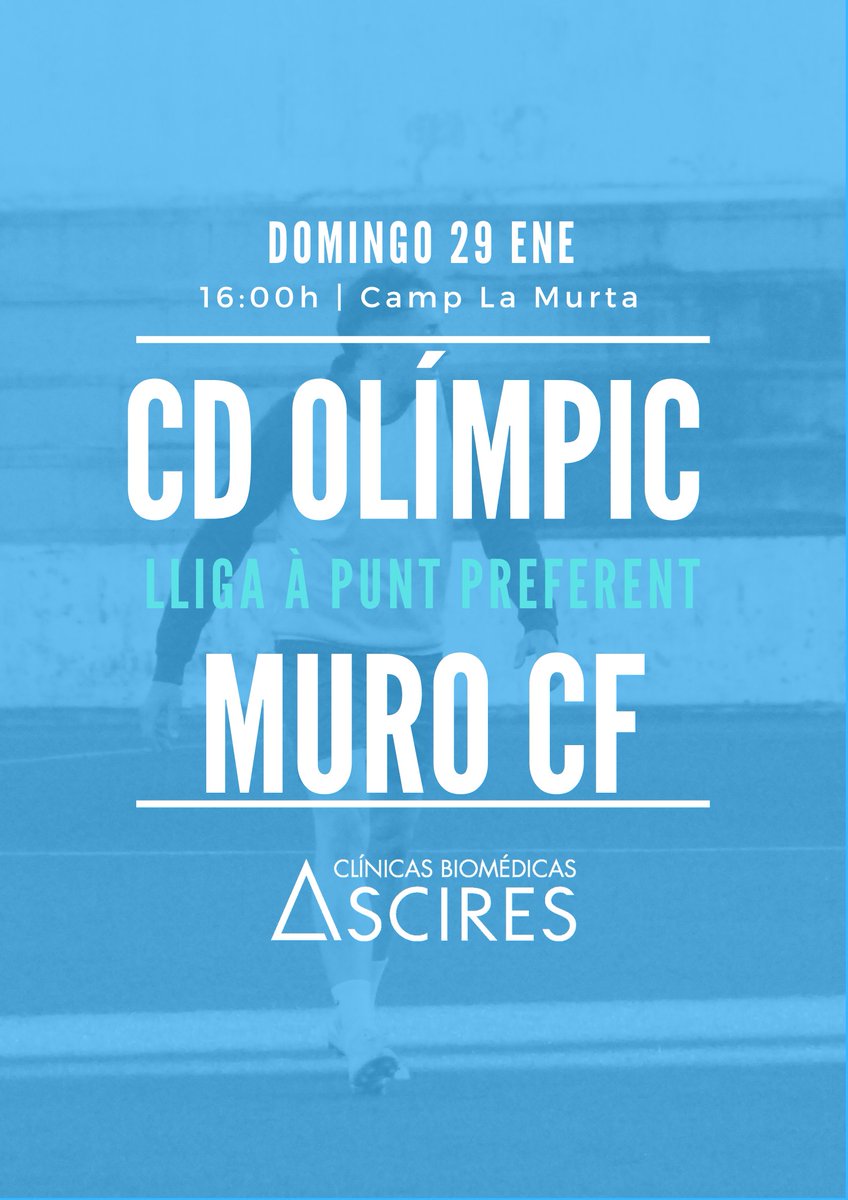 CD_Olimpic's tweet photo. 🏟️CASA🏟️
🏆 Jornada 20
🆚 Muro CF
🏟 La Murta
📍Xàtiva
📅 Domingo 29 de enero
🕒 16:00 horas
#xàtiva #cdolímpic #LligaÀpuntPreferent #MuroCF #futbol #clínicasascires https://t.co/DSnVbQC6Zl