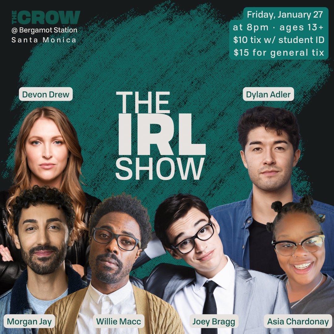 The Crow (@thecrowcomedy) on Twitter photo You all ready for the only 13+ comedy show in town? 👀 <a href="/DylanAdler6/">Dylan Adler</a> <a href="/alldisbody/">ALL DIS BODY</a> <a href="/JoeyBragg/">Joey Bragg</a>. 🎟️ bit.ly/IRLshowjan You all ready for the only 13+ comedy show in town? 👀 <a href="/DylanAdler6/">Dylan Adler</a> <a href="/alldisbody/">ALL DIS BODY</a> <a href="/JoeyBragg/">Joey Bragg</a>. 🎟️ bit.ly/IRLshowjan