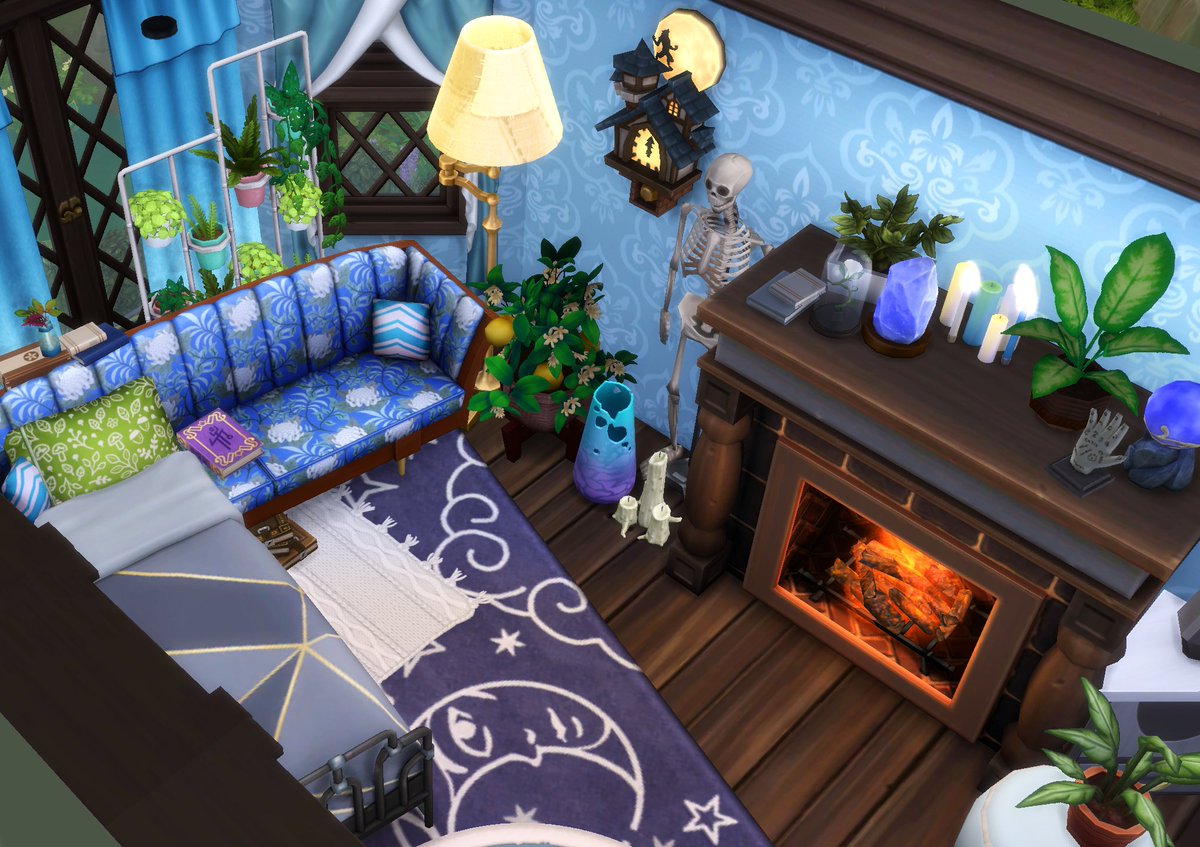 rtiedjens's tweet photo. Here is a tiny house I built for a Spellcaster in Copperdale last week. It's on a 20x20 lot and comes in at §41,086 Simoleons. Also, this build was play tested by my mermaid Sim named Ulmo (after J.R.R. Tolkien's god of the sea).🌱🐳🔮 #TS4 #ShowUsYourBuilds #nocc https://t.co/5sqNtM0DcF